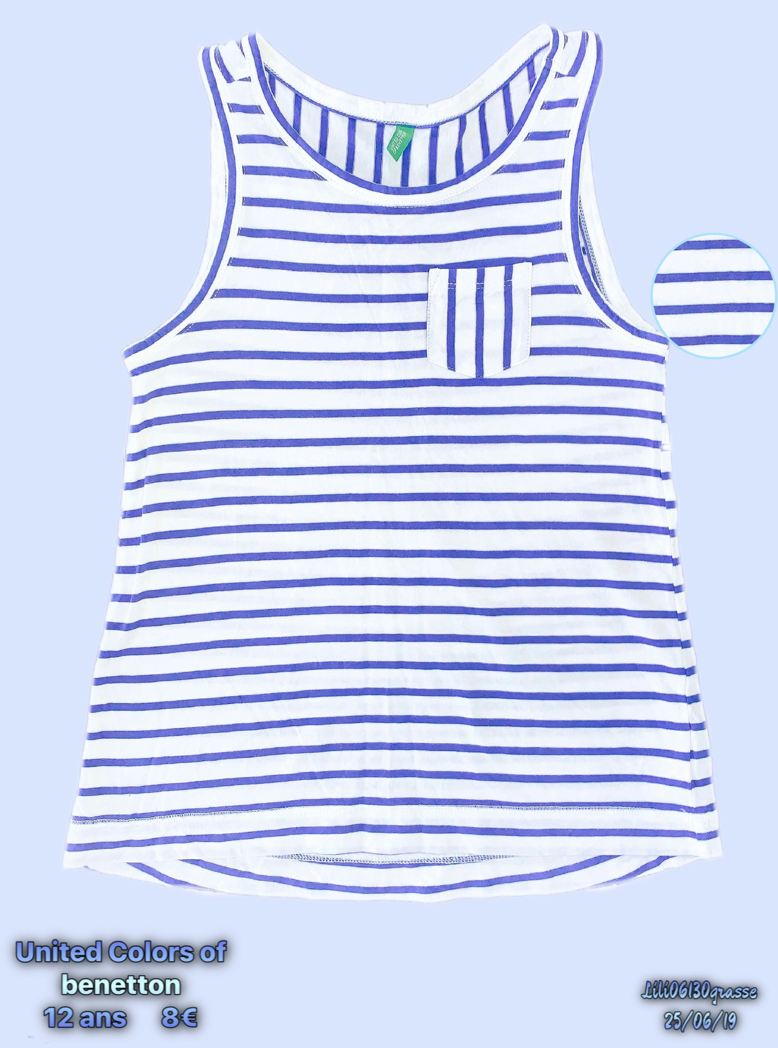 Débardeur blanc rayures bleues -50% SOLDES 2019 🛍