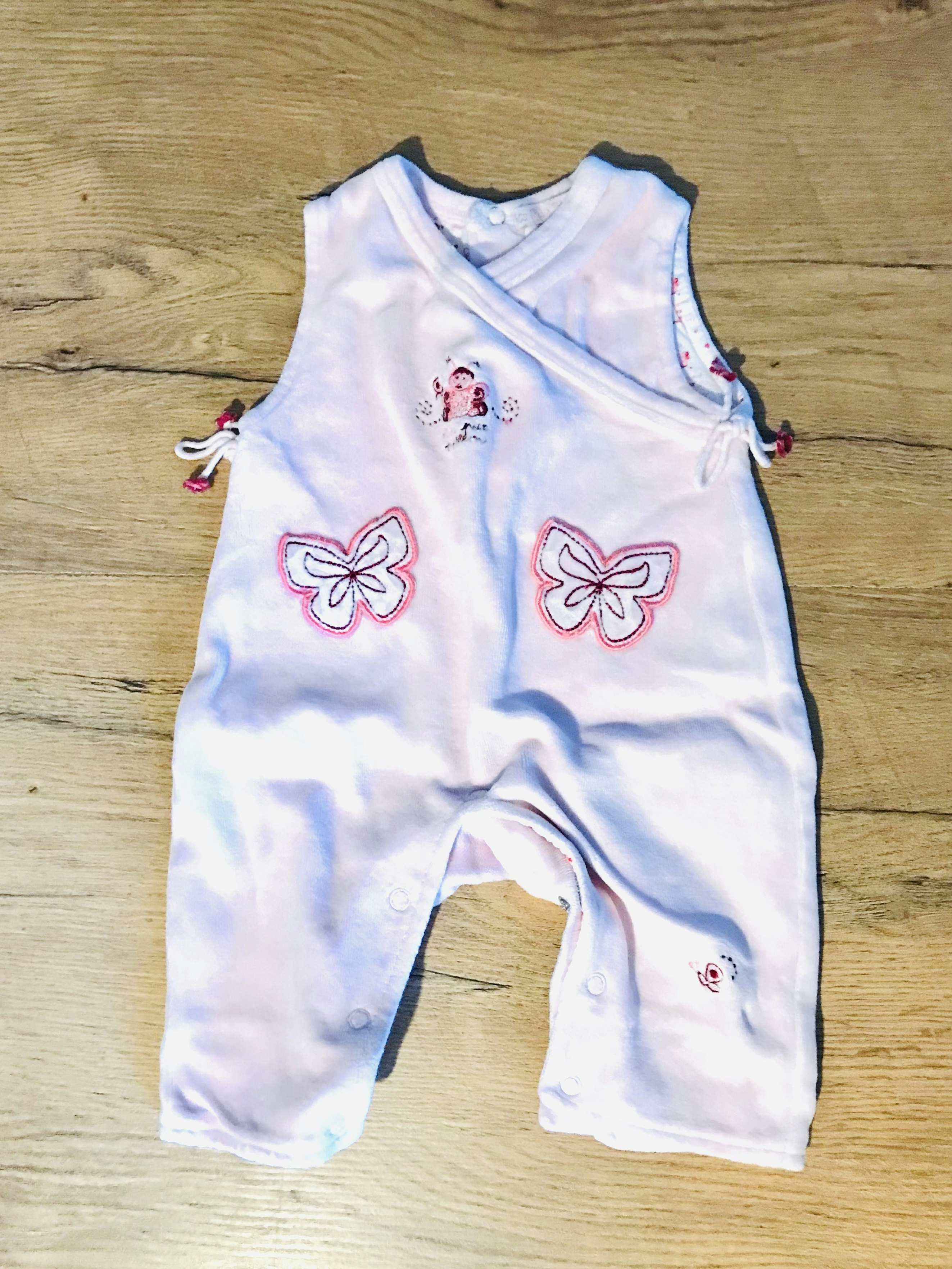 Salopette chaude petit kimbaloo Rose style velours avec papillon Taille 1 mois