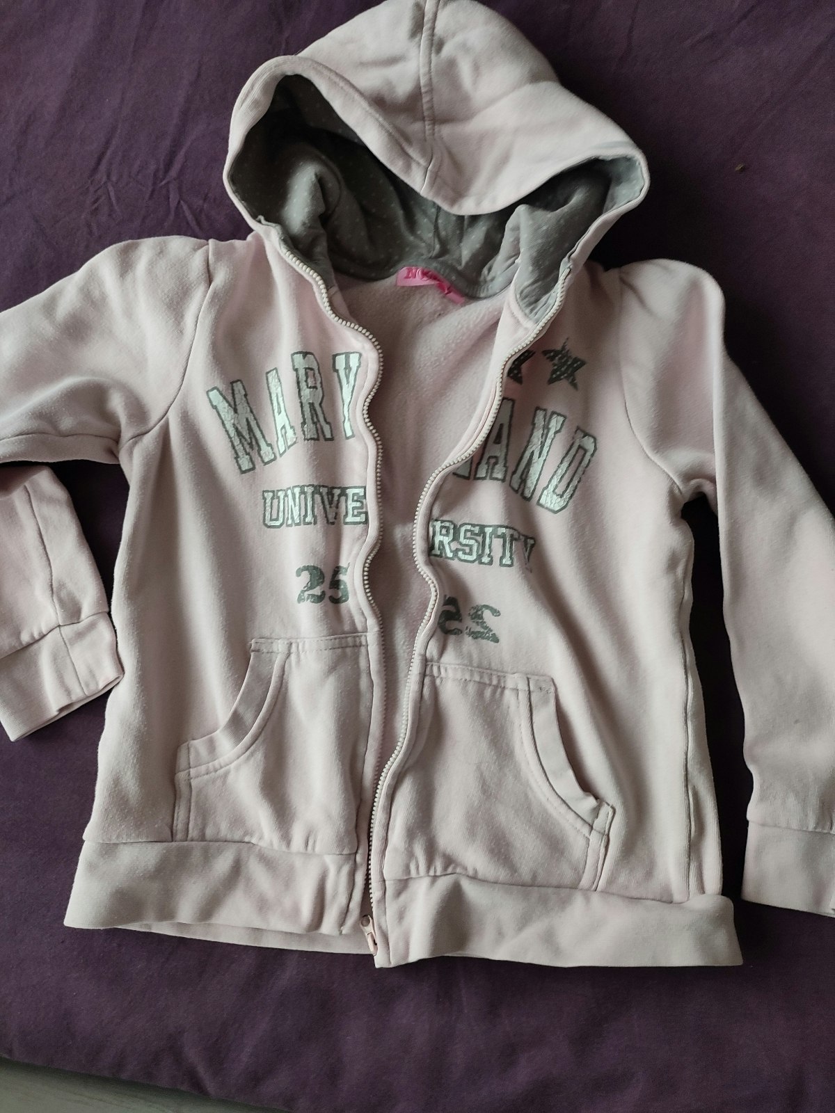 Veste sweat fille NKY rose et grise 10 ans