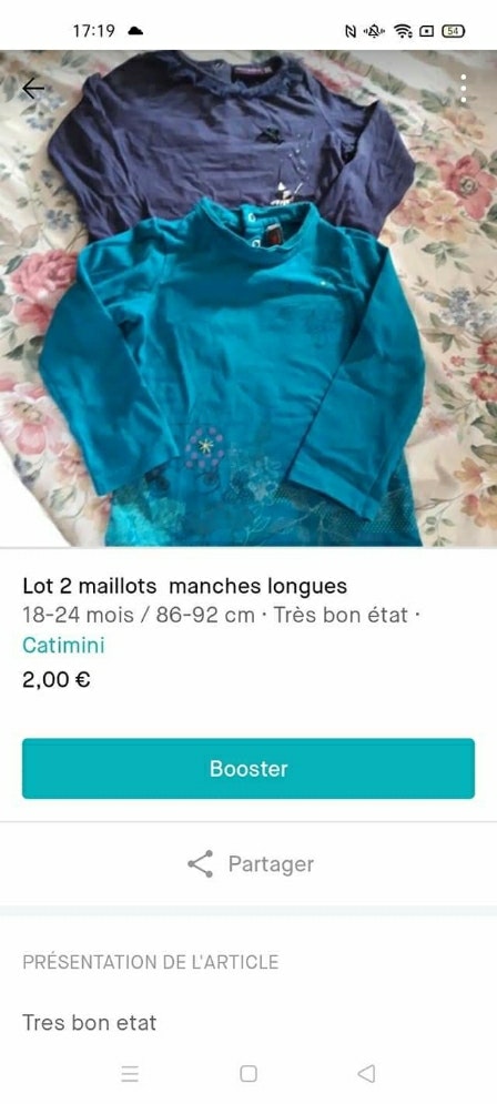 Lot 2 maillots longues manches