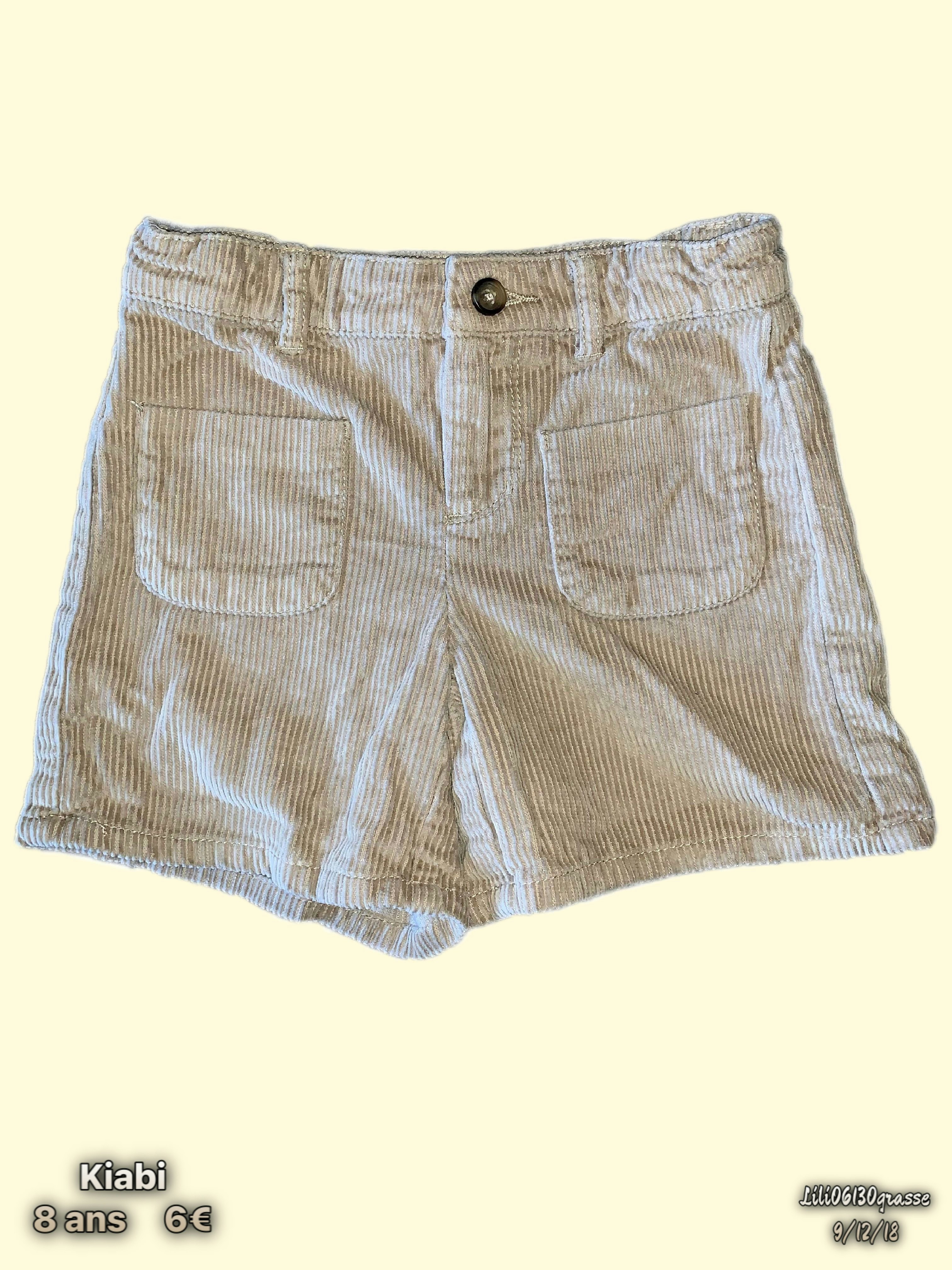 Short beige velours côtelés -70% SOLDES 2018 🛍