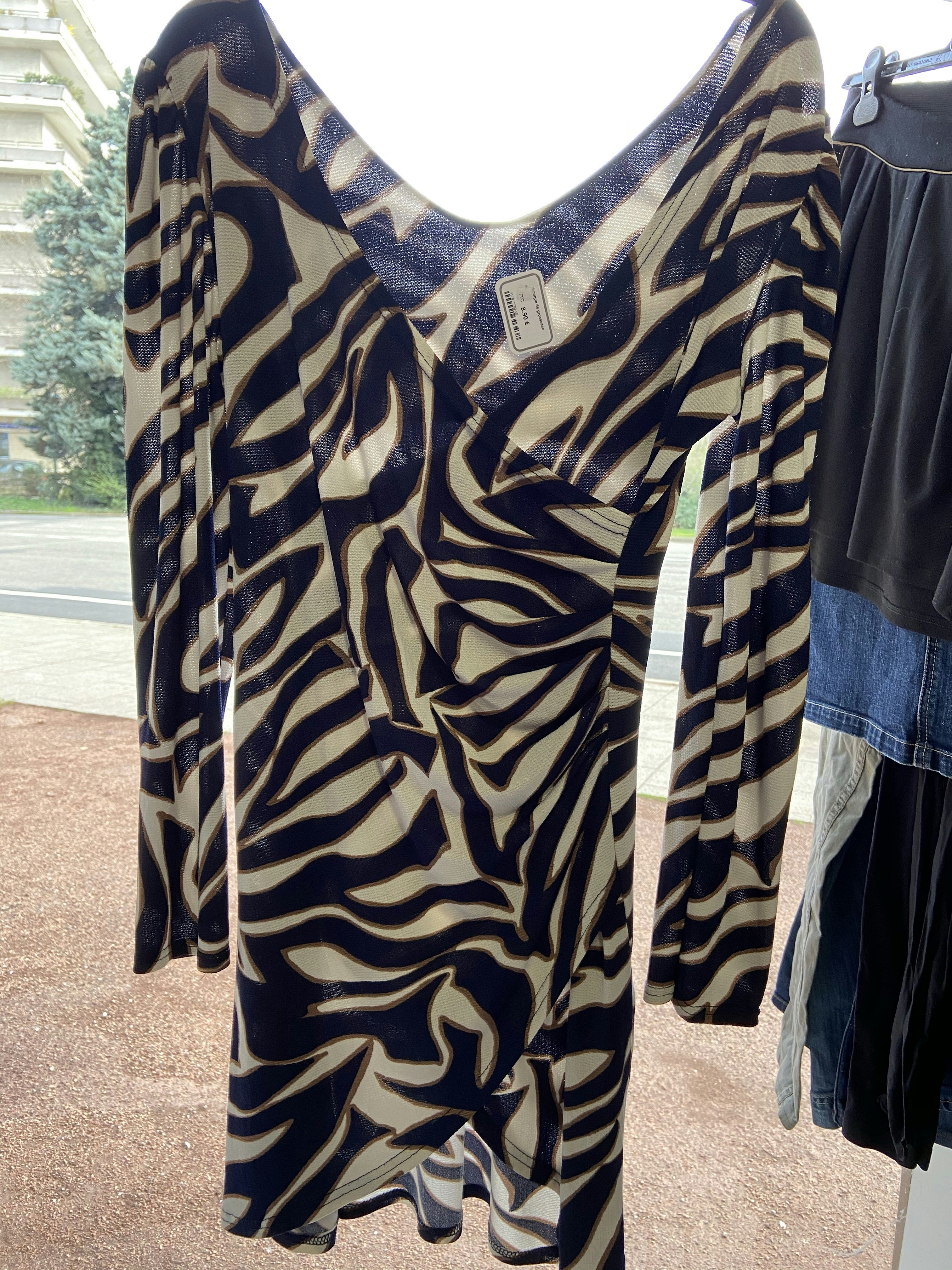 Tunique de grossesse à motif blanc et bleu