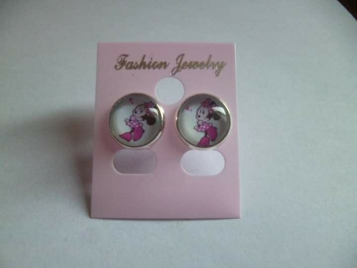 Lot de 2 paires boucles d'oreilles cabochon argent 1cm