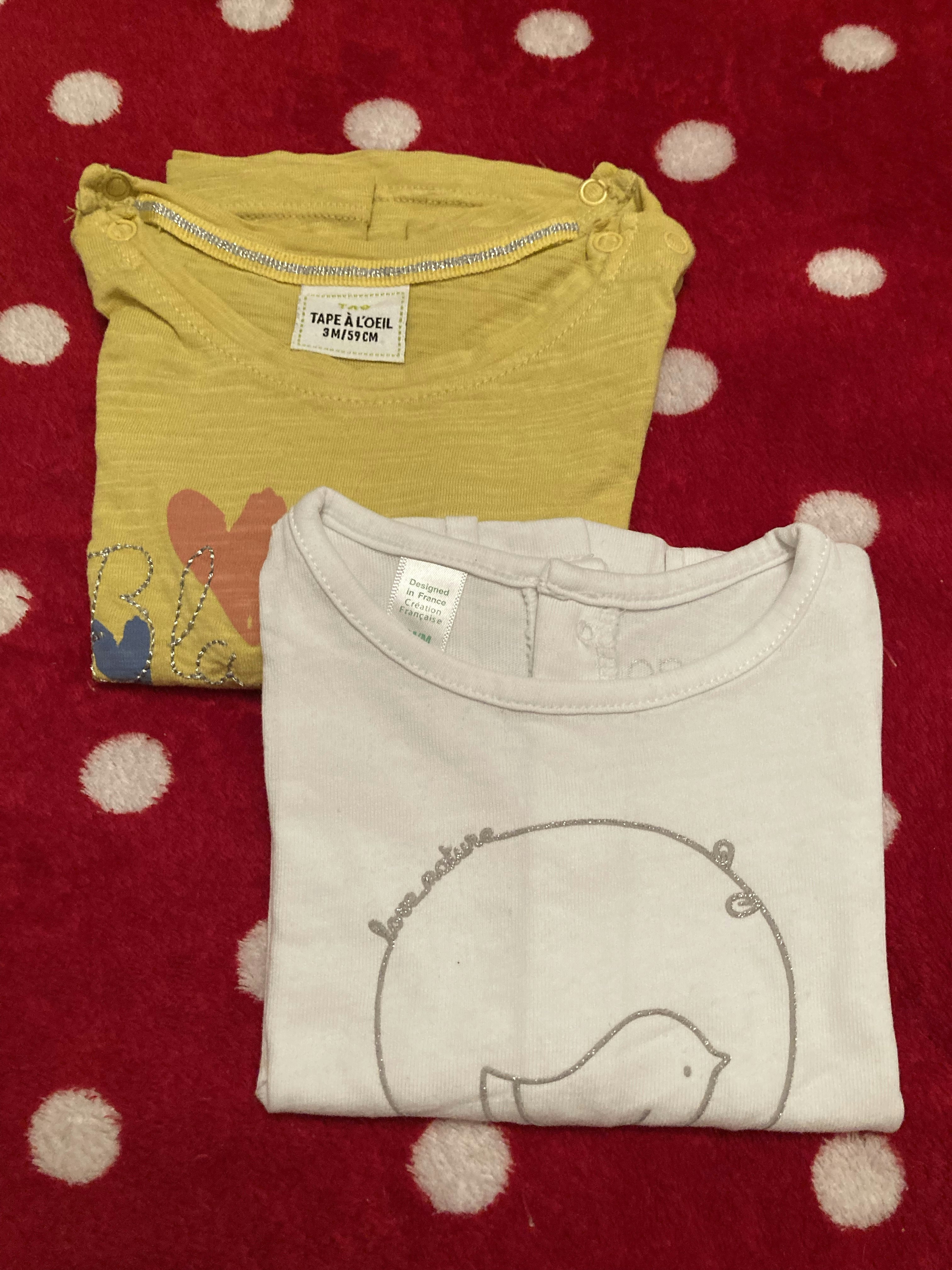 Lot tee-shirts manches longues 3 mois