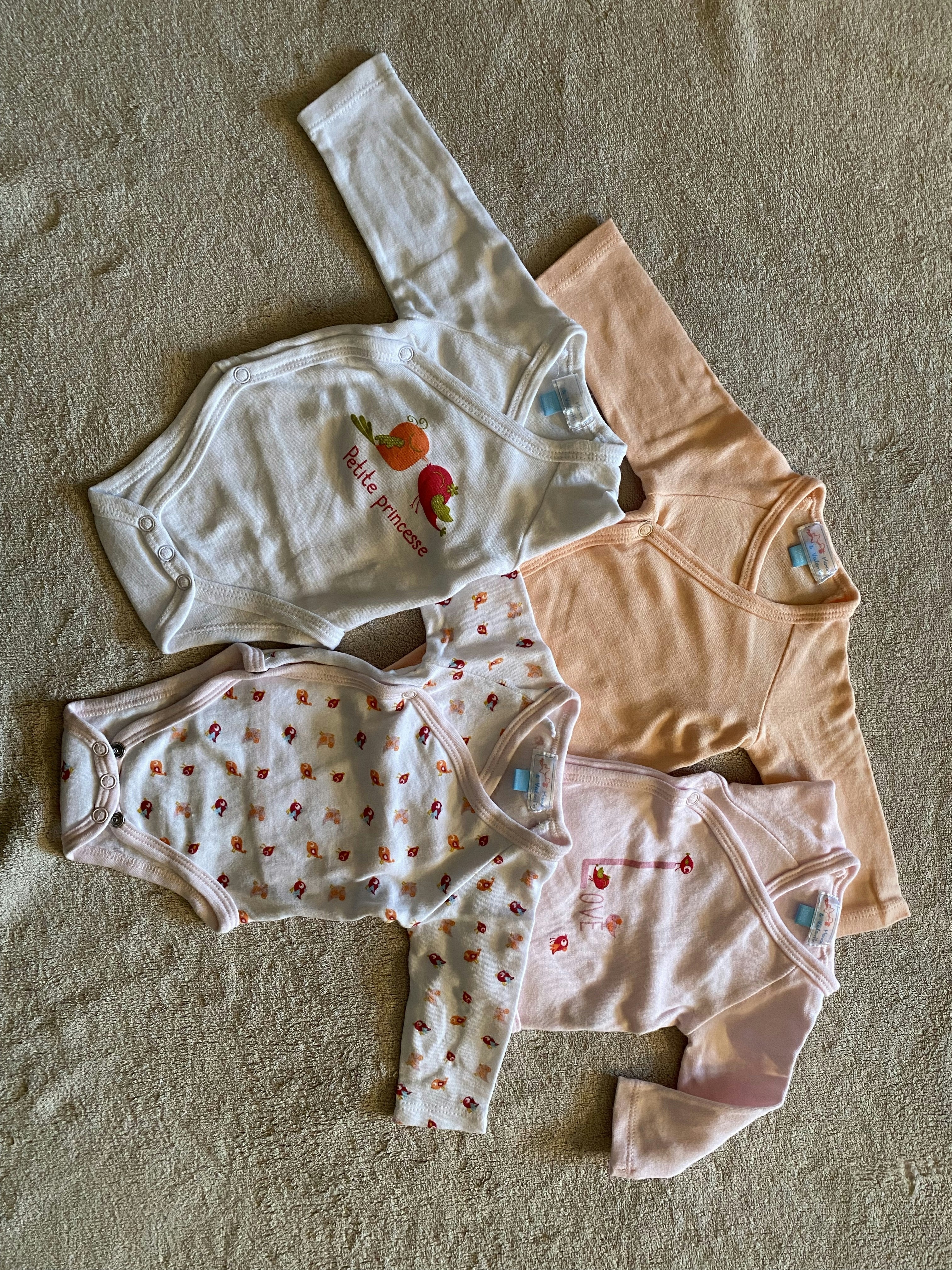 Lot de 4 bodys bébé fille