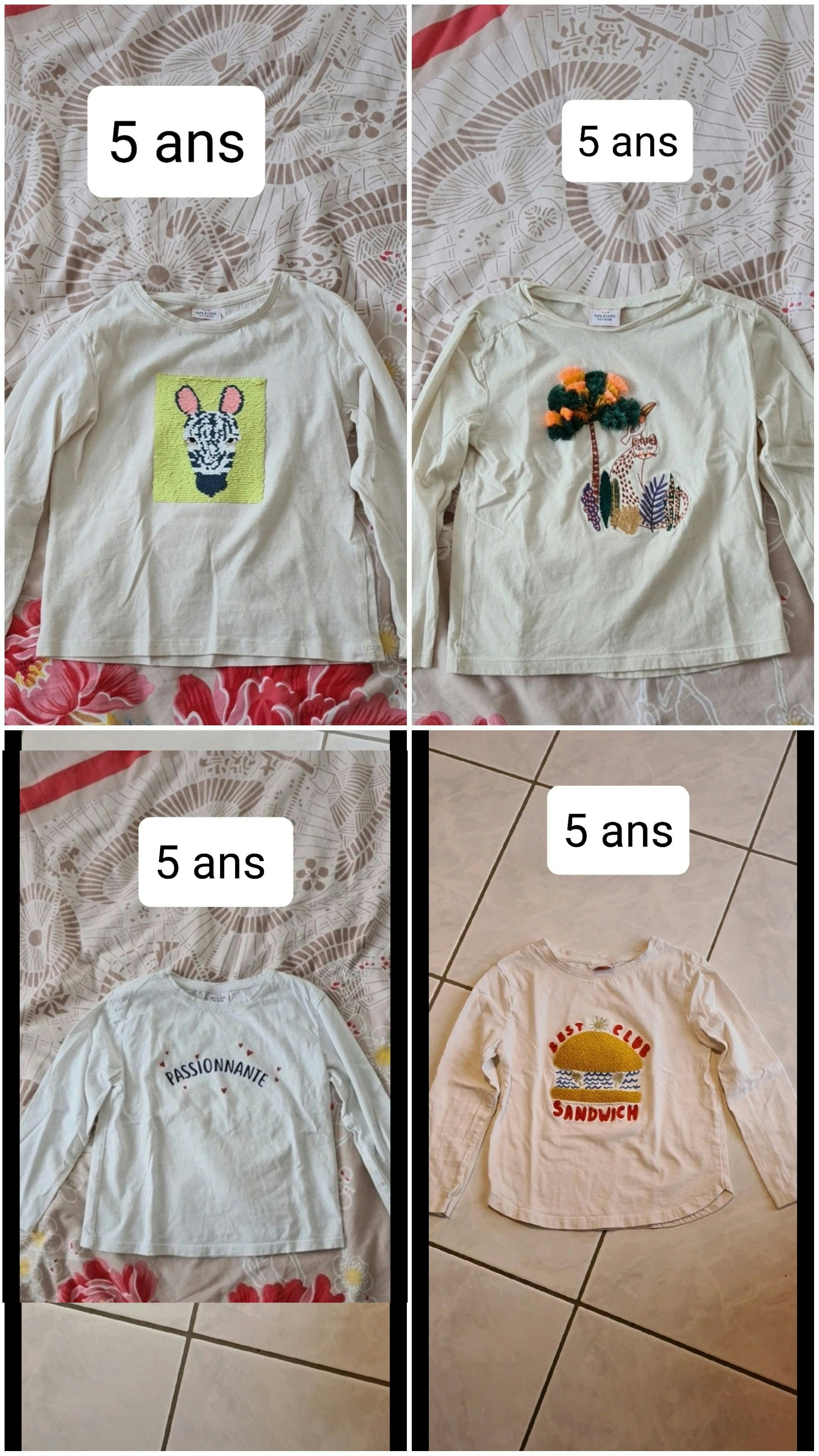 Lot de 4 t-shirts ML 5 ans