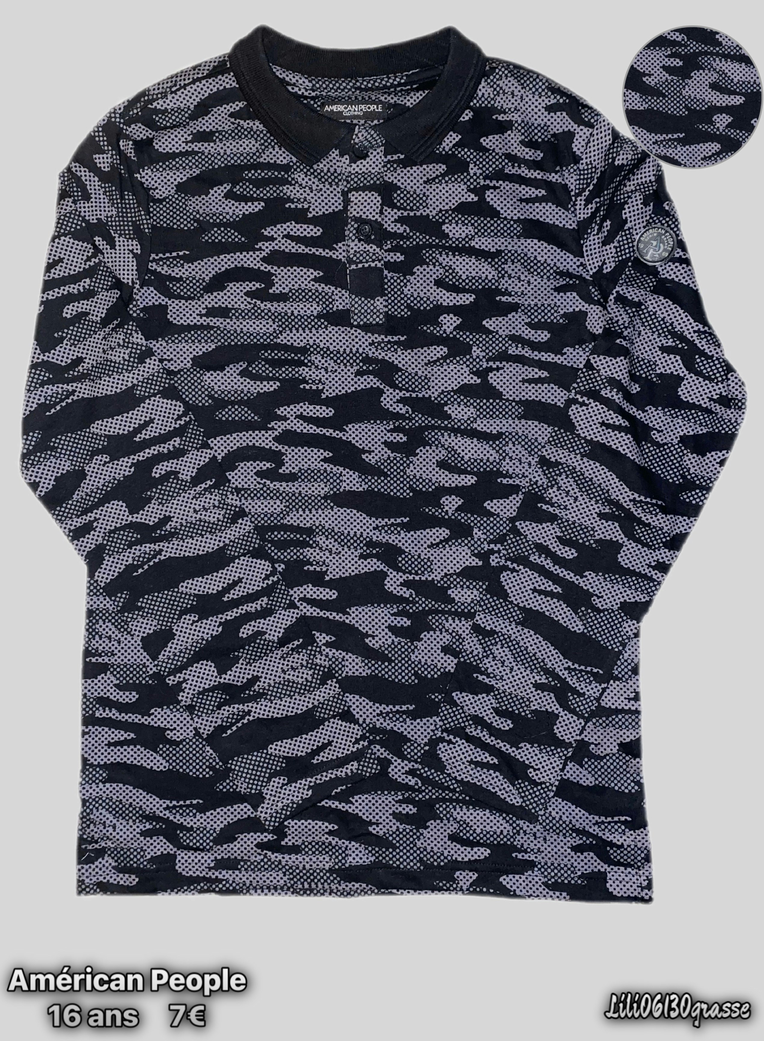 Polo ml camouflage anthracite noir