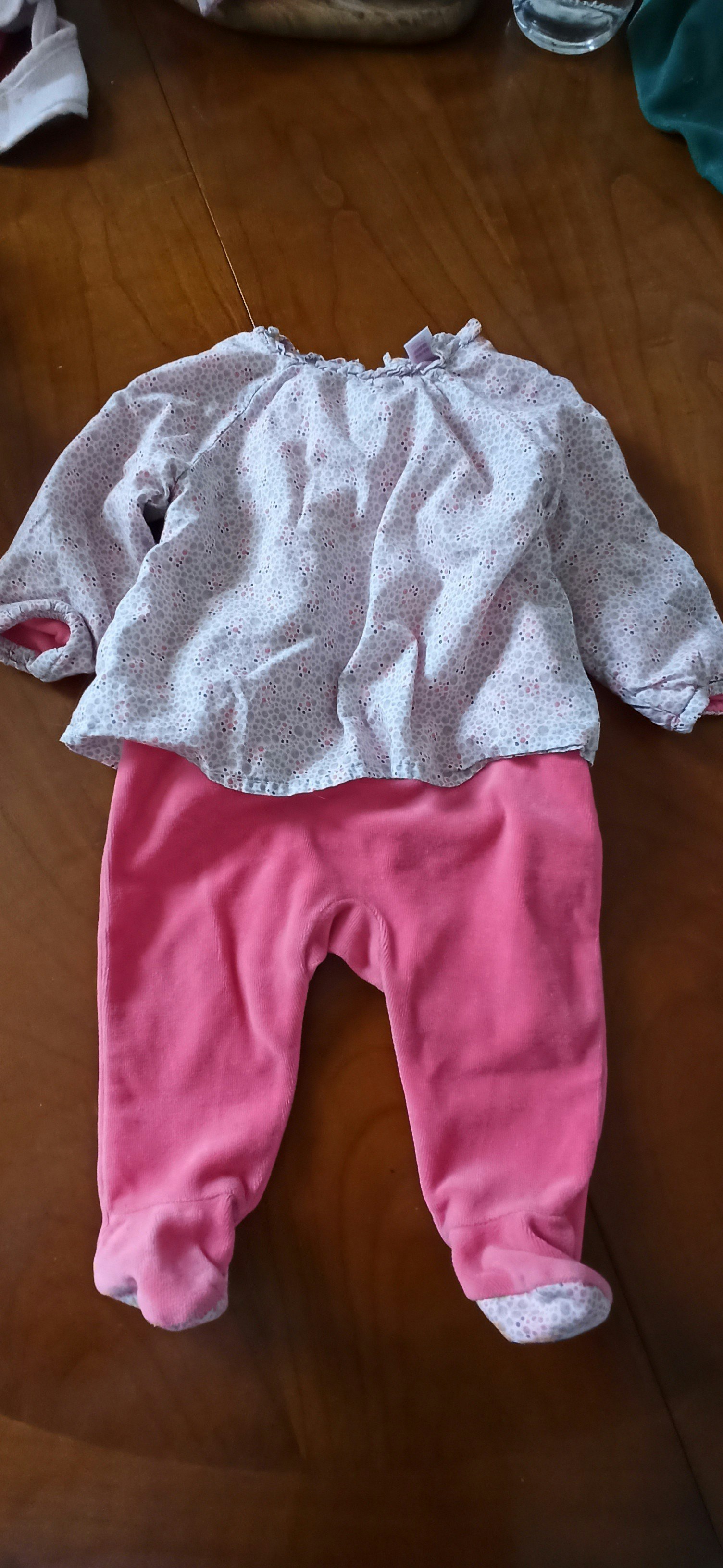 Pyjama obaibi 6 mois blanc et rose