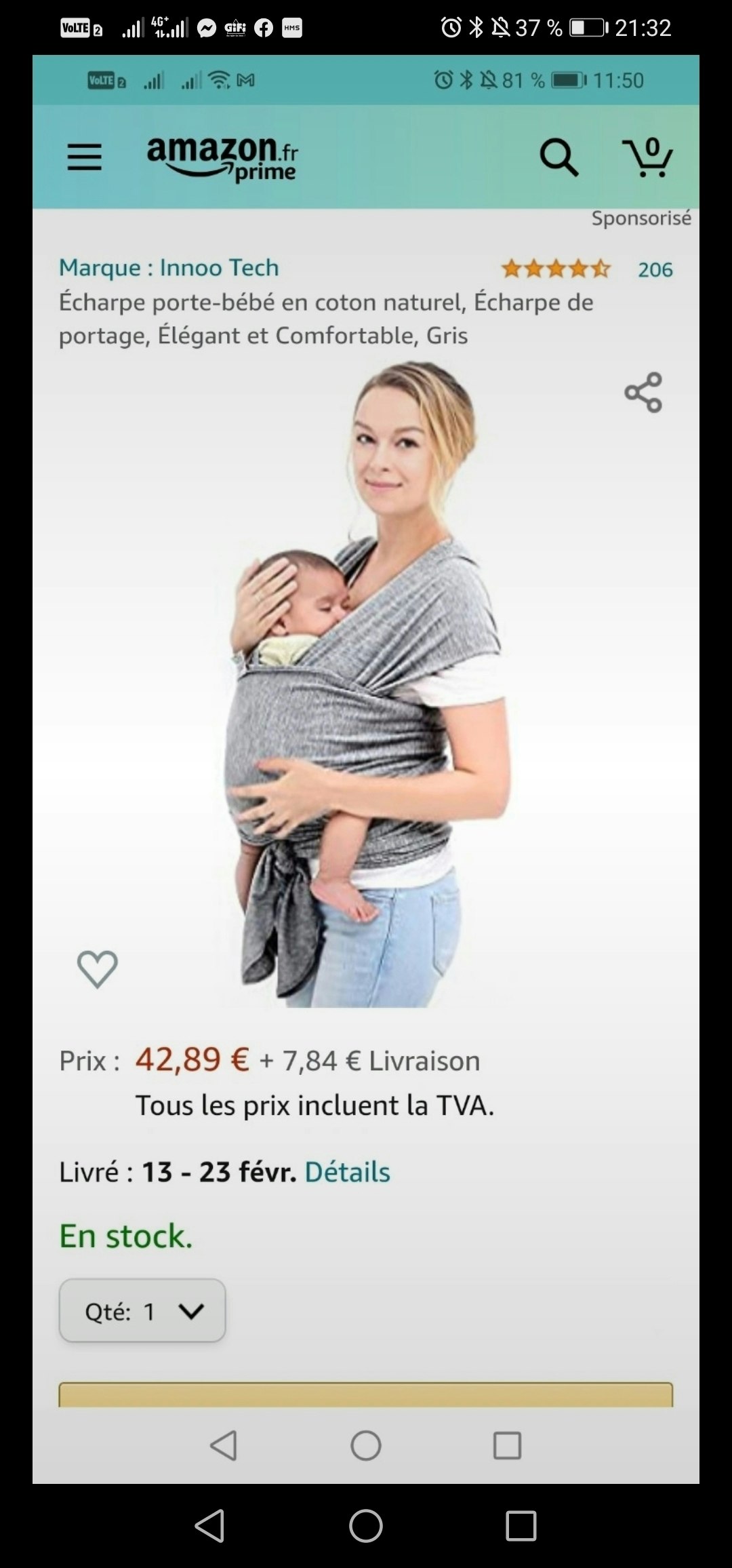 Écharpe de portage extensible