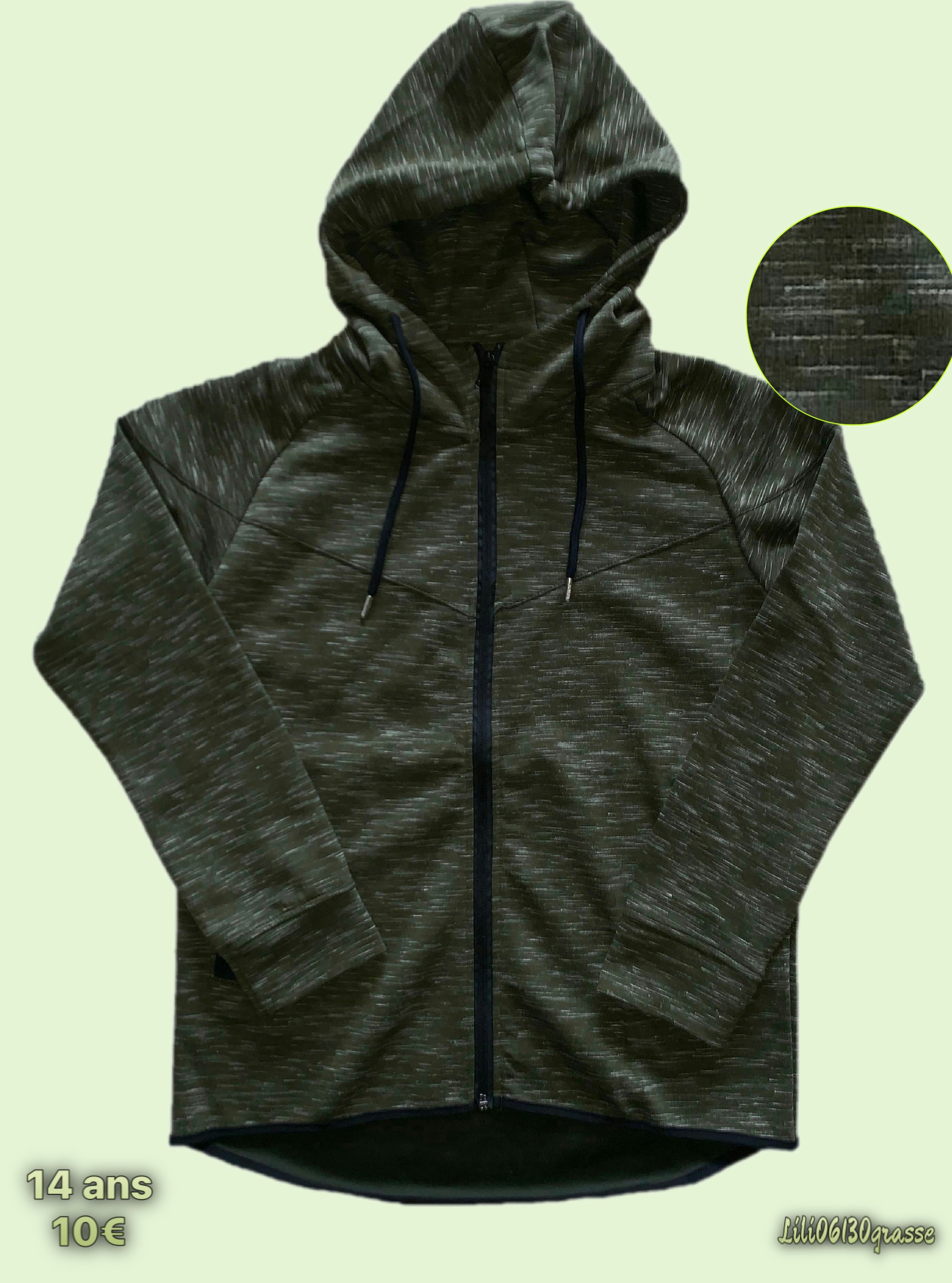 Veste de jogging à capuche kaki chiné