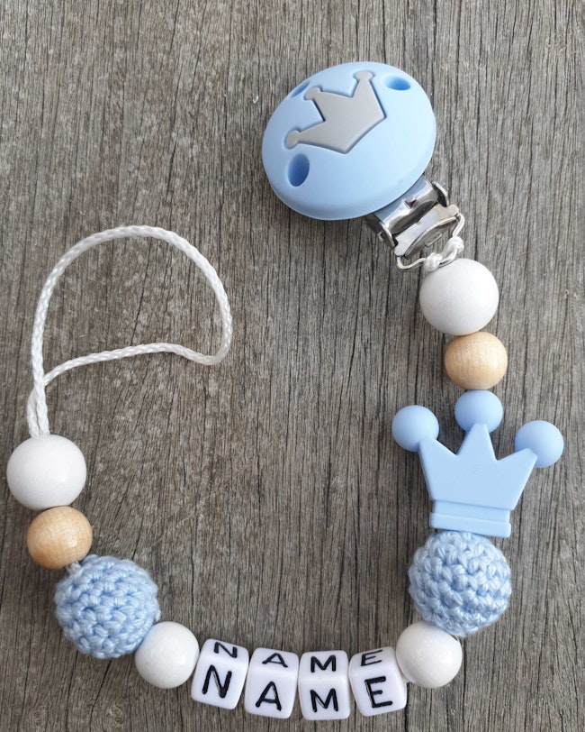 Attache Tetine Bebe Garcon Bleu Couronne Prince Beebs Achat Vente Bebe