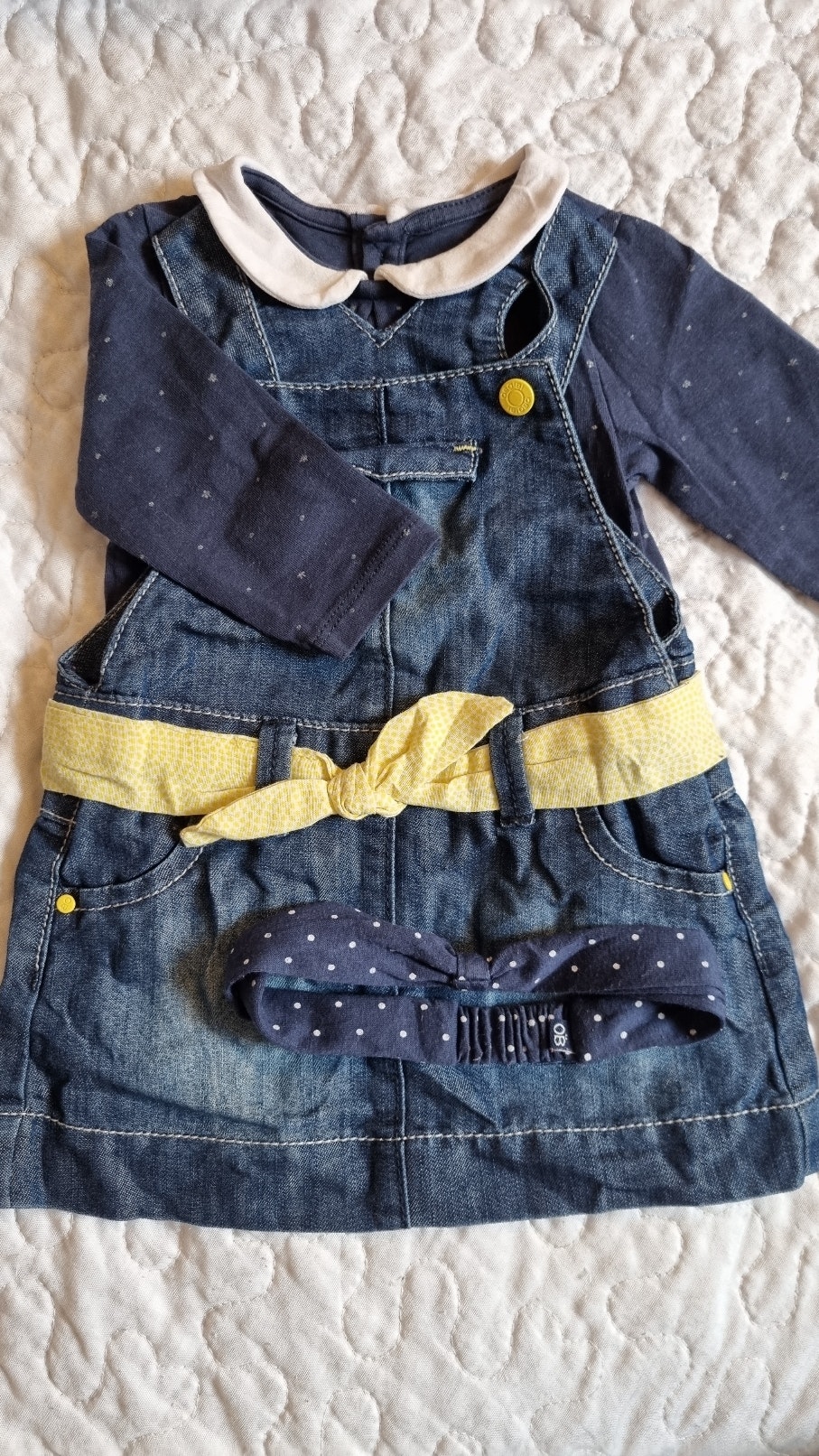 Ensemble salopette robe marine Obaïbi 3 mois