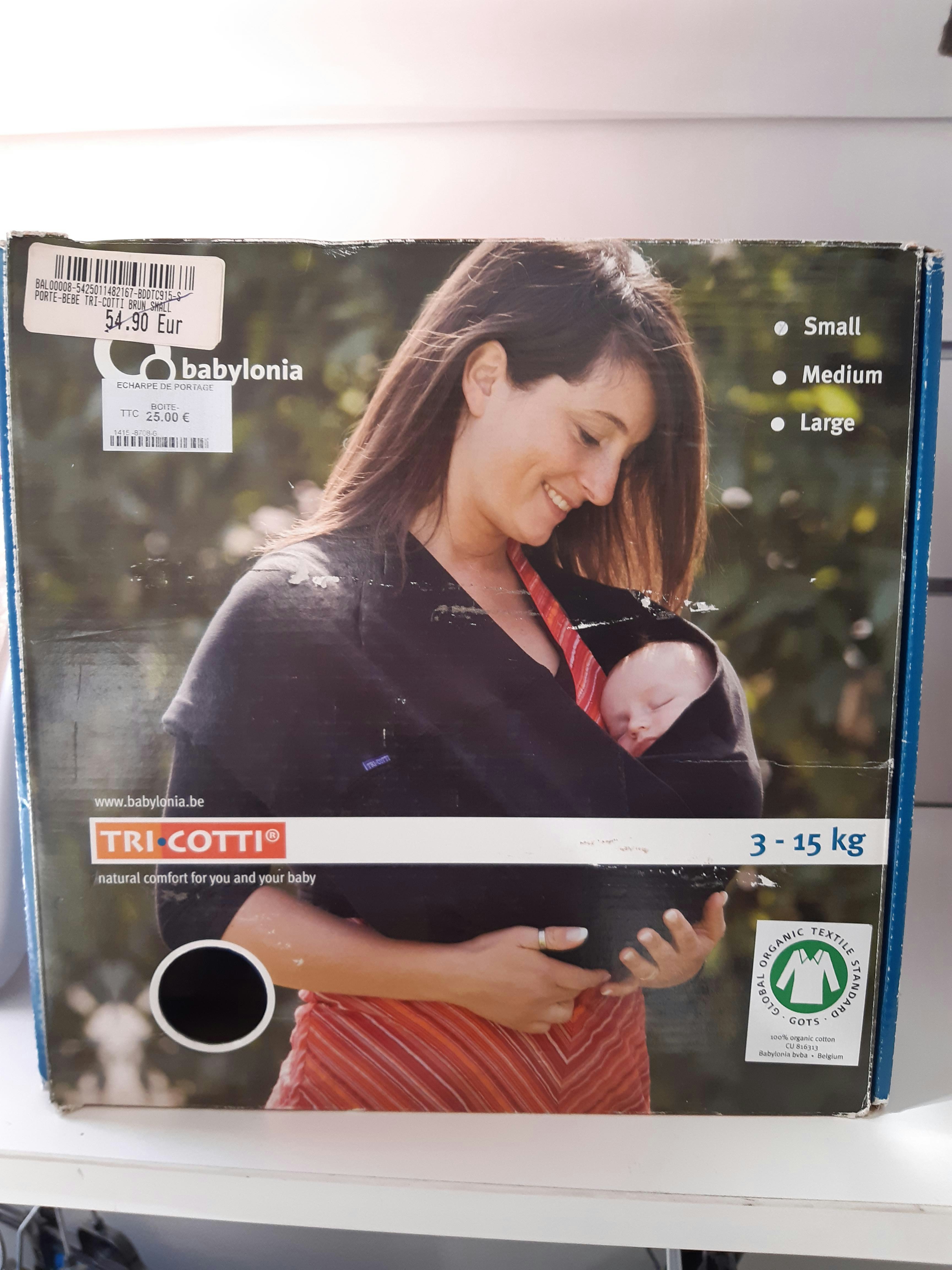 Echarpe de portage noir bébé 3-15kg / Tricotti