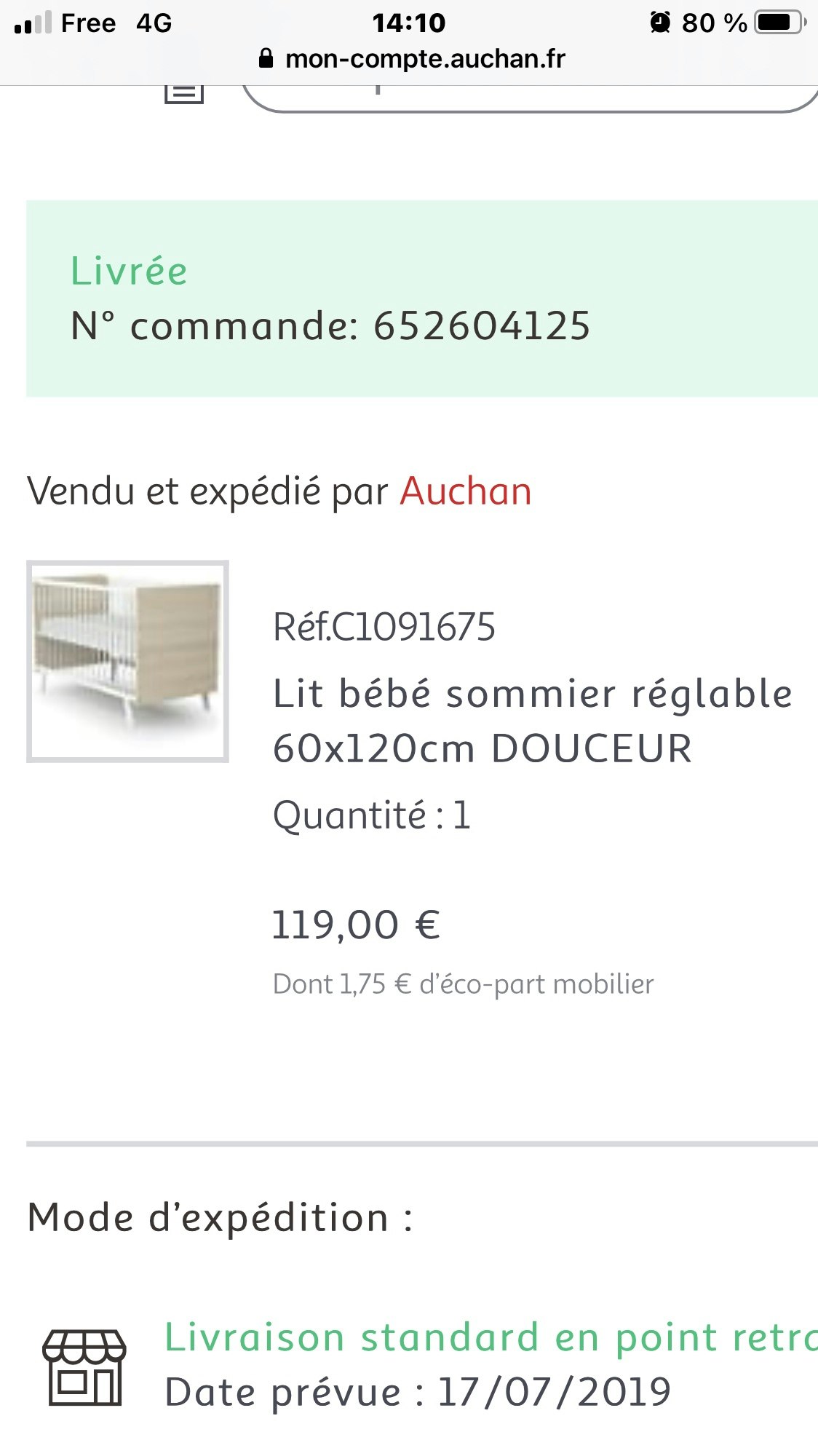 Lit à barreau neuf et son matelas