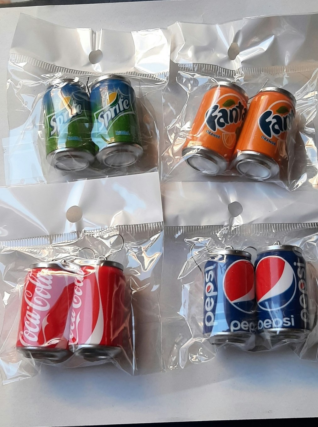 Boucles d'oreilles originales fanta,sprite, pepsi