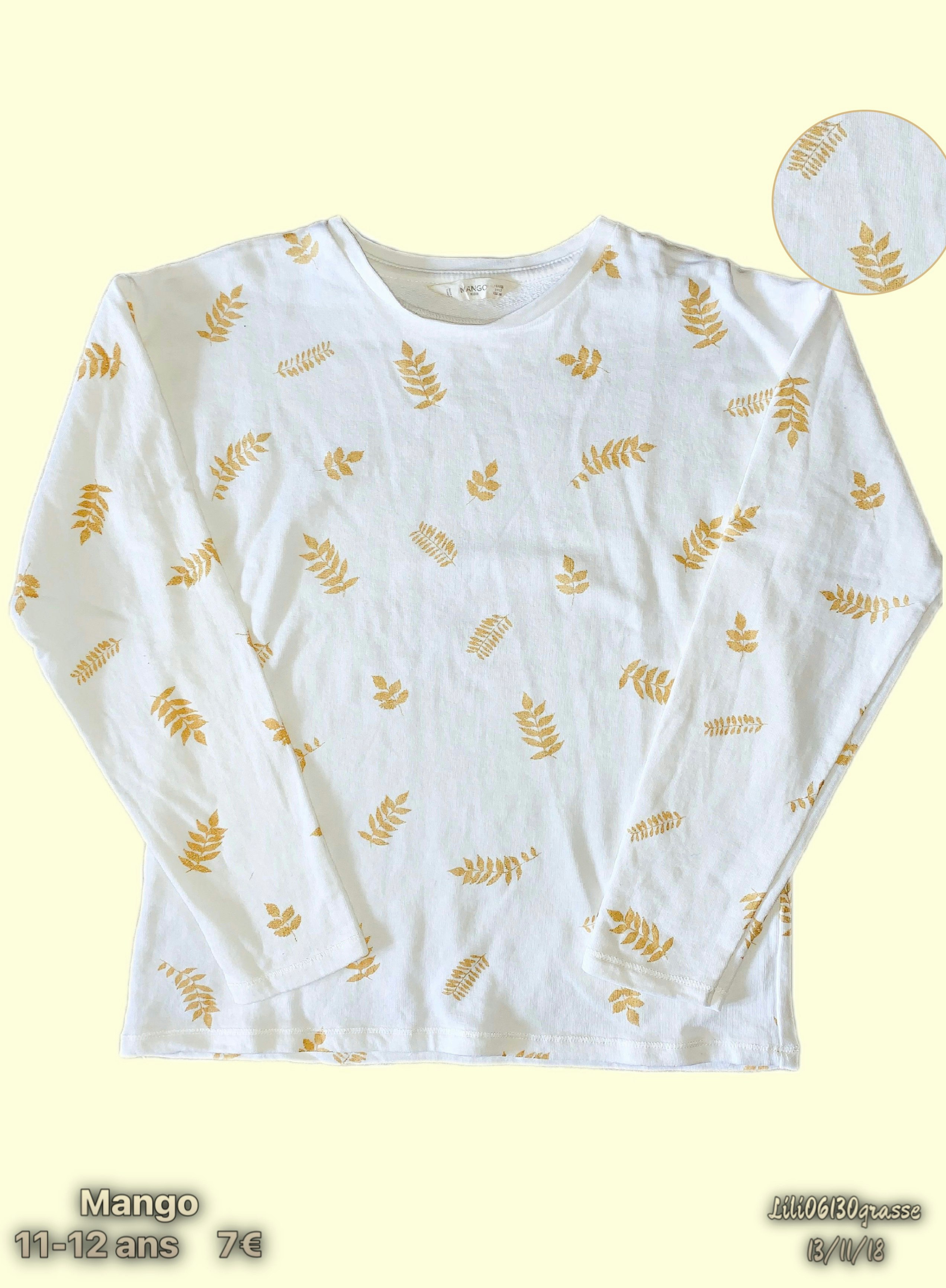 Pull blanc imprimé palmes dorées -70% SOLDES 2018 🛍