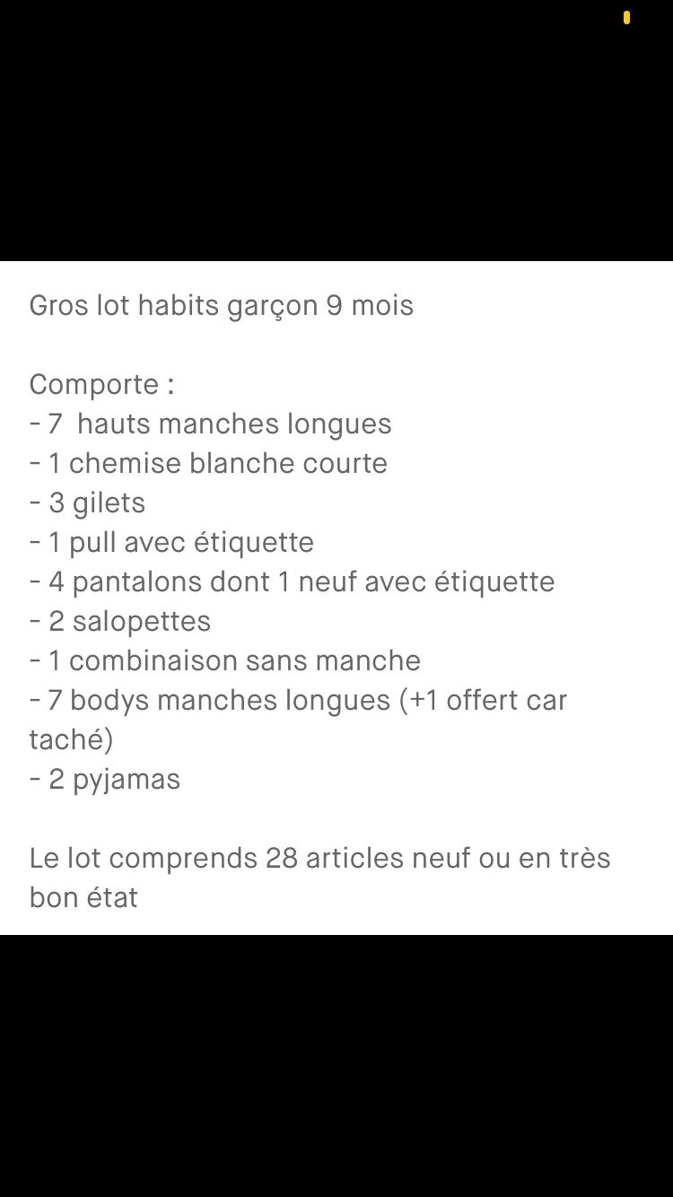 Lot garcon 9 mois