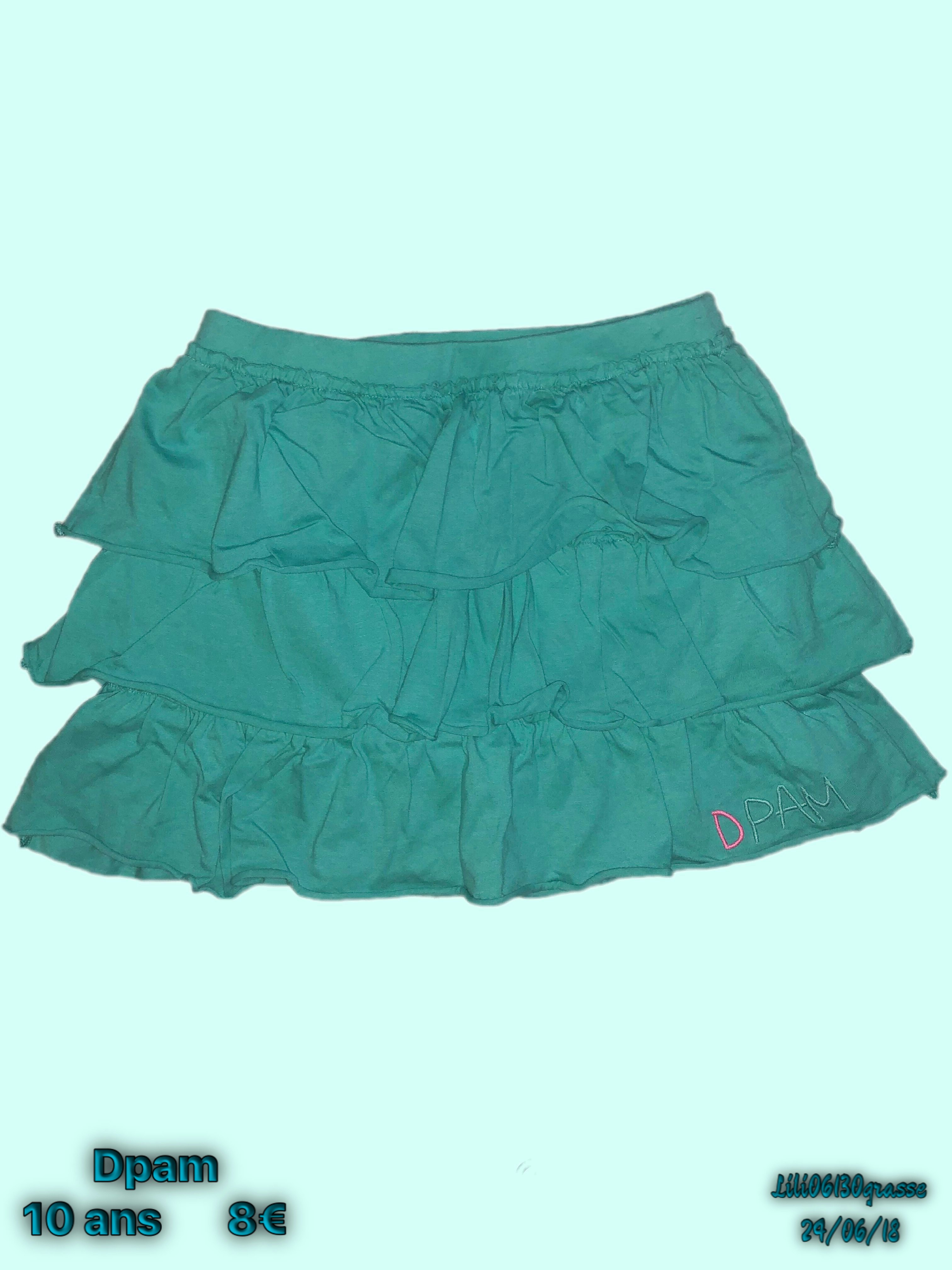 Jupe volants taille élastique turquoise -70% SOLDES 2018 🛍