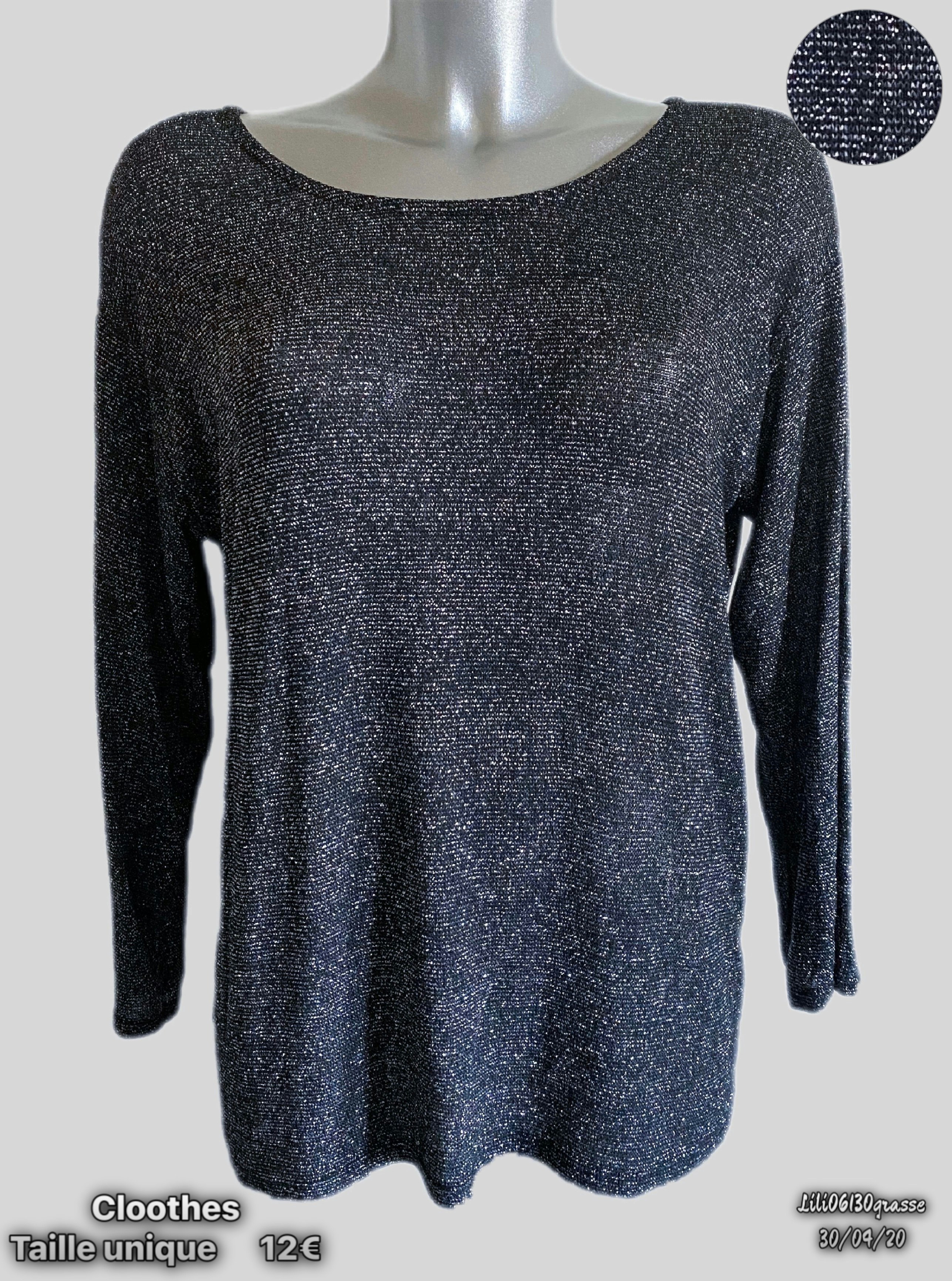 Pull noir pailleté CLOOTHES -30% SOLDES 2020 🛍
