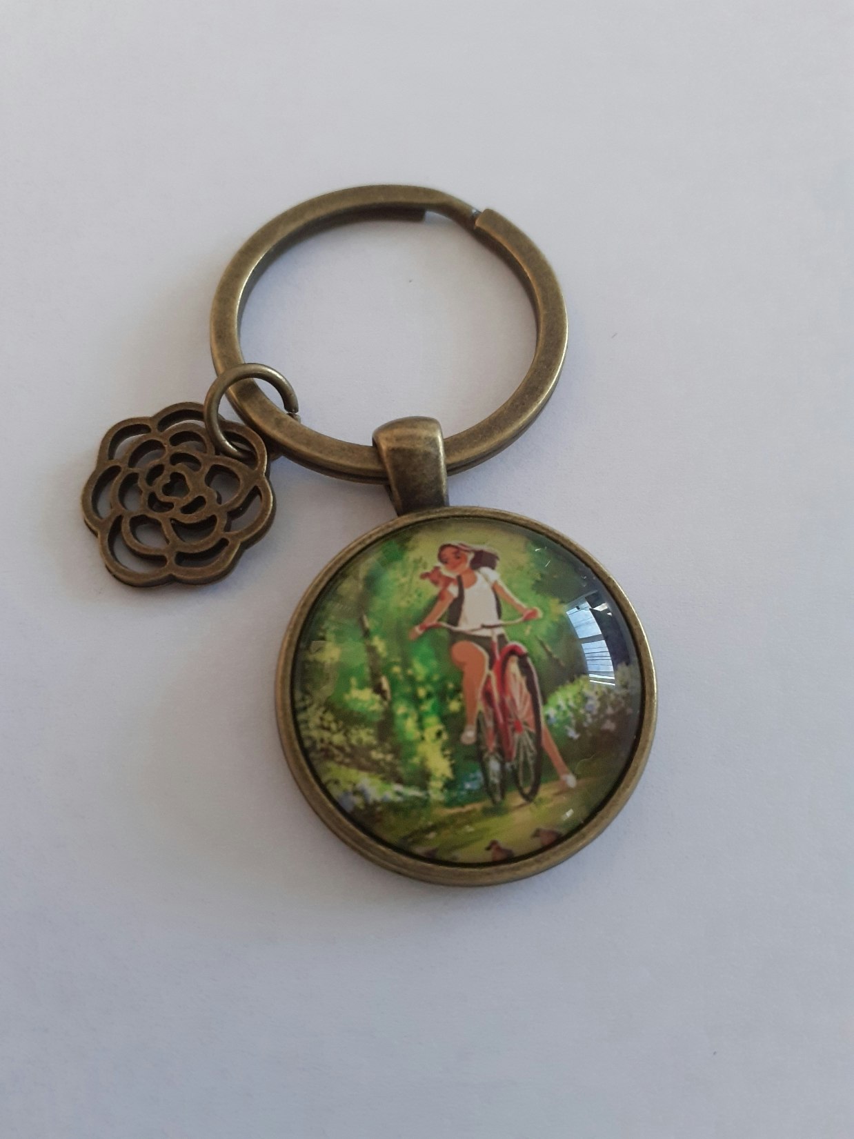 Porte clé bronze cabochon 2,5cm