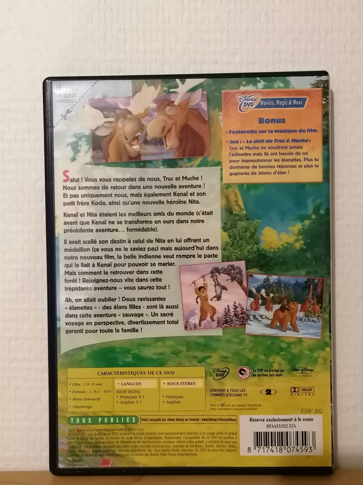 Dvd  "Frère des ours 2" - photo numéro 2