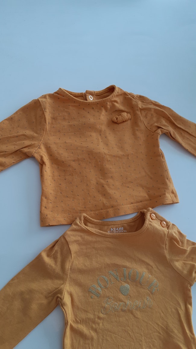 Lot De 2 Tee Shirt Manches Longues Bebe Fille 1 Mois Beebs Achat Vente Bebe Enfant