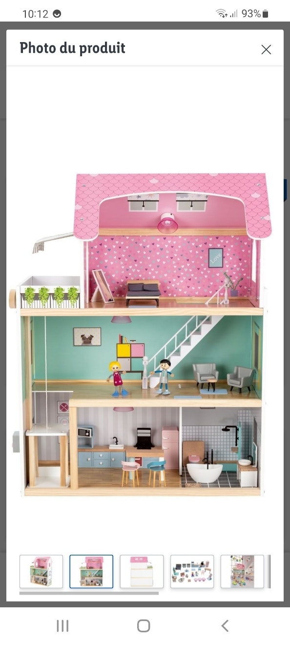 Maison de poupées en bois + accessoires complète