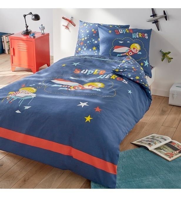 Housse de couette garçon 200x200 avec drap housse et 2 taies - photo numéro 3