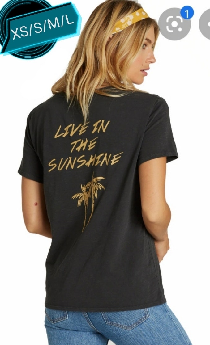 Tee-shirt t shirt billabong avec palmier dorée live in the sunshine - photo numéro 6