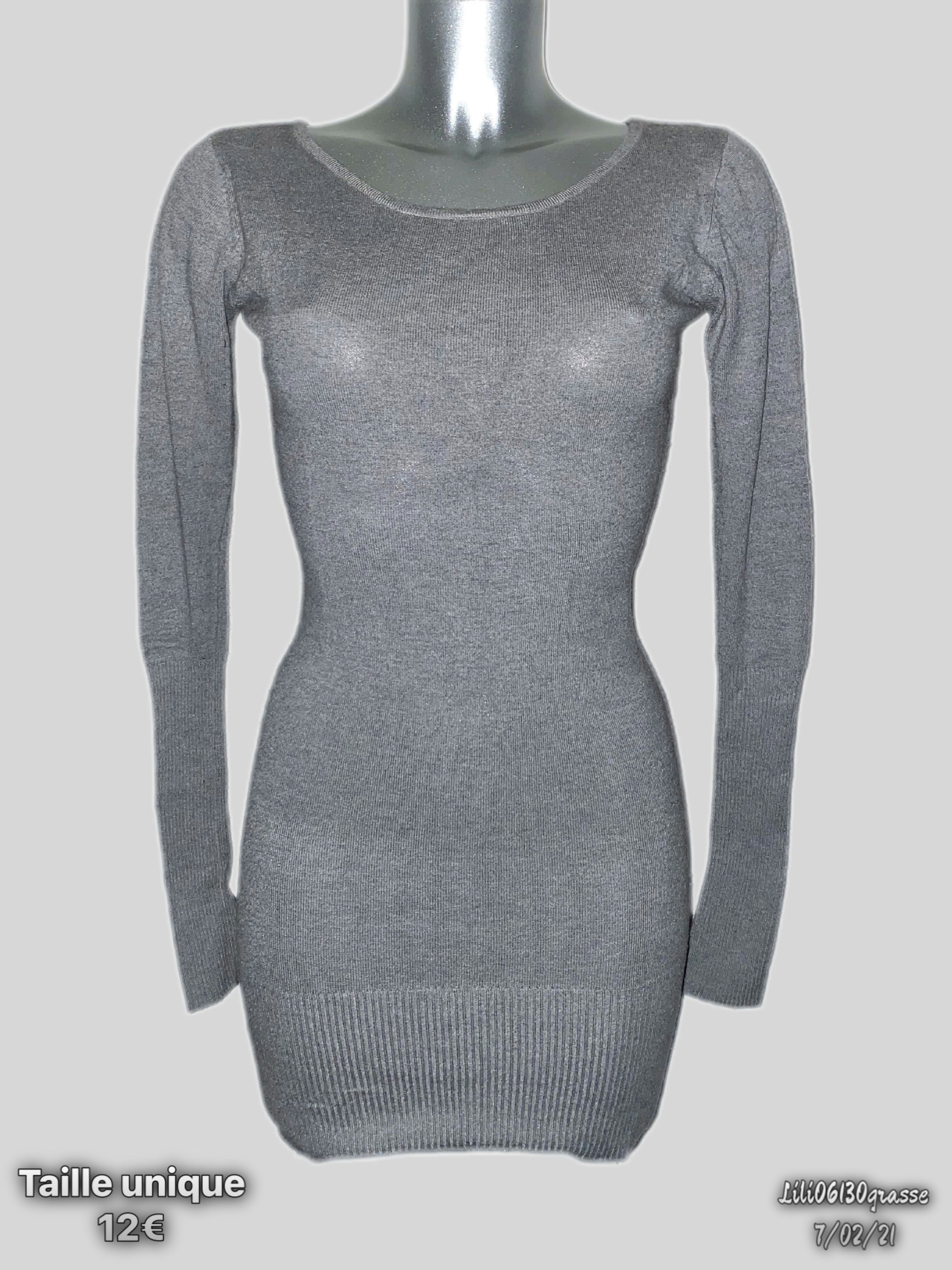 Pull long gris -30% SOLDES 2020 🛍