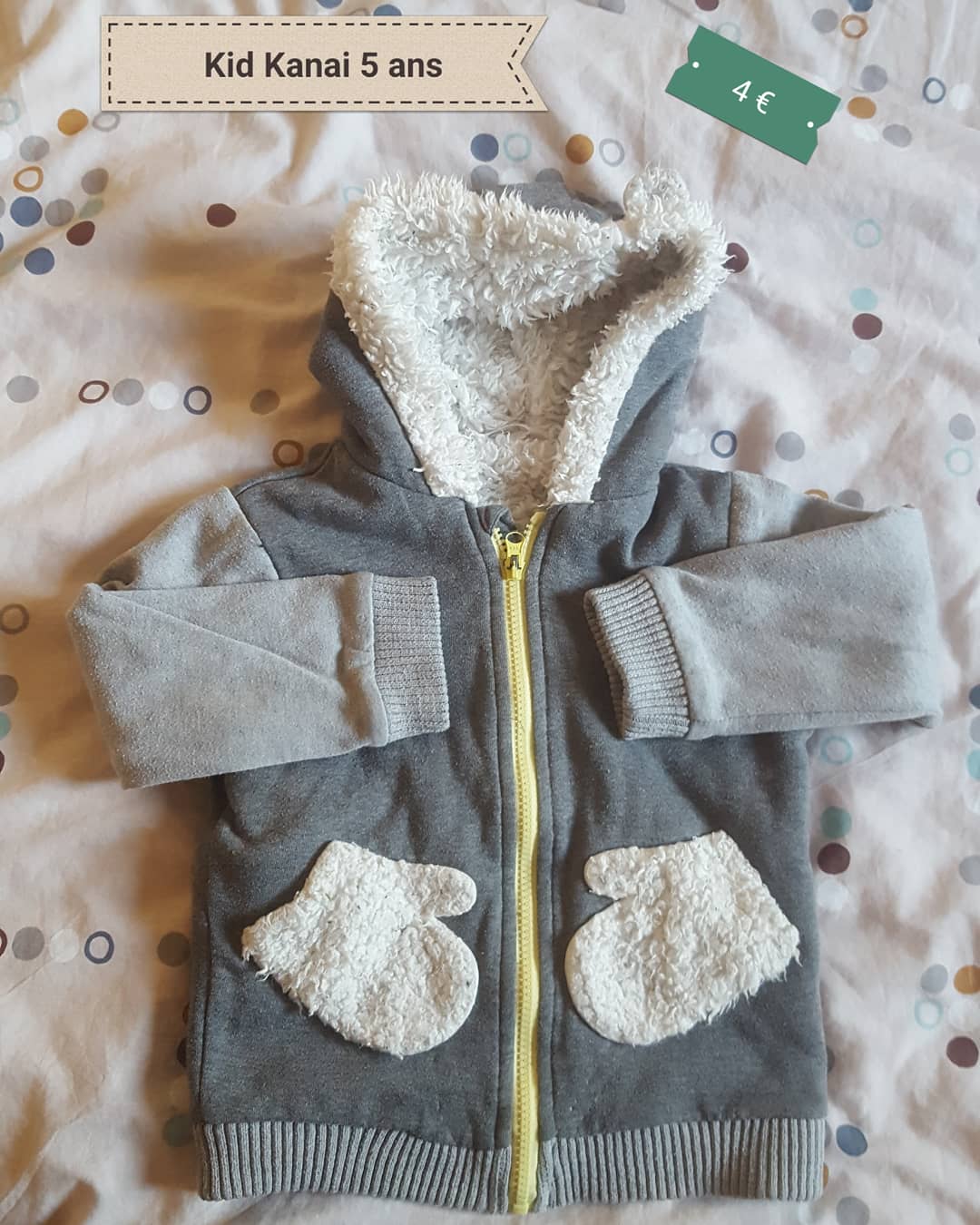 Gilet à capuche ourson 5 ans