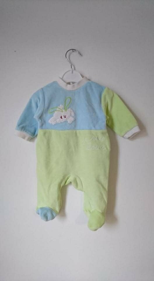 Grenouillère velours vert babylove 1 mois